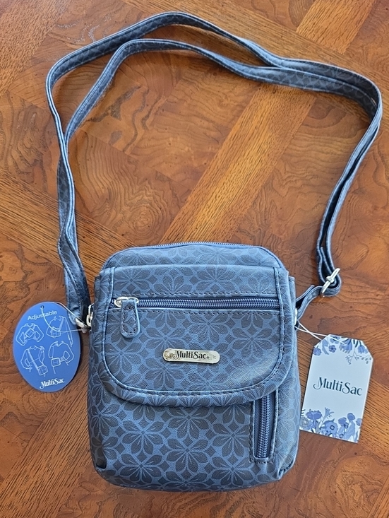 Multisac Handbags - Multi Sac Everest Mini XBY Crossbody Bag Purse Blue Floral - NEW